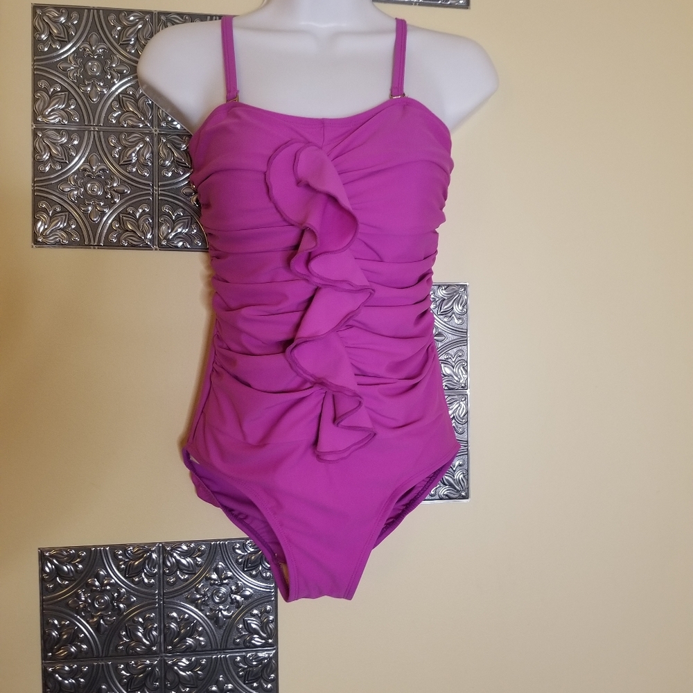 Shore Shapes Swimwear Ruched Ruffled One Piece 8 - Picture 2 of 7
